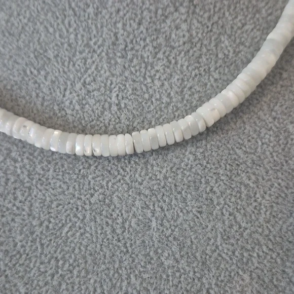 Natural Mother.of Pearl White Slices Of Pearl Rings & Pearl Coin Choker,Braclet - Picture 3 of 7